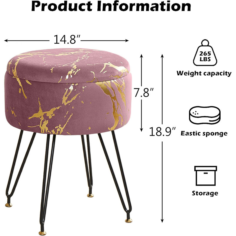 Tabouret d'appoint en métal Gadsby, Rose