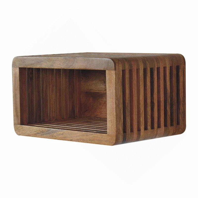 Wall-Mounted Bedside, Open Storage, Brown