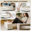 Storage Ottoman, Upholstered Corduroy End of Bed Bench, Beige-1137683112