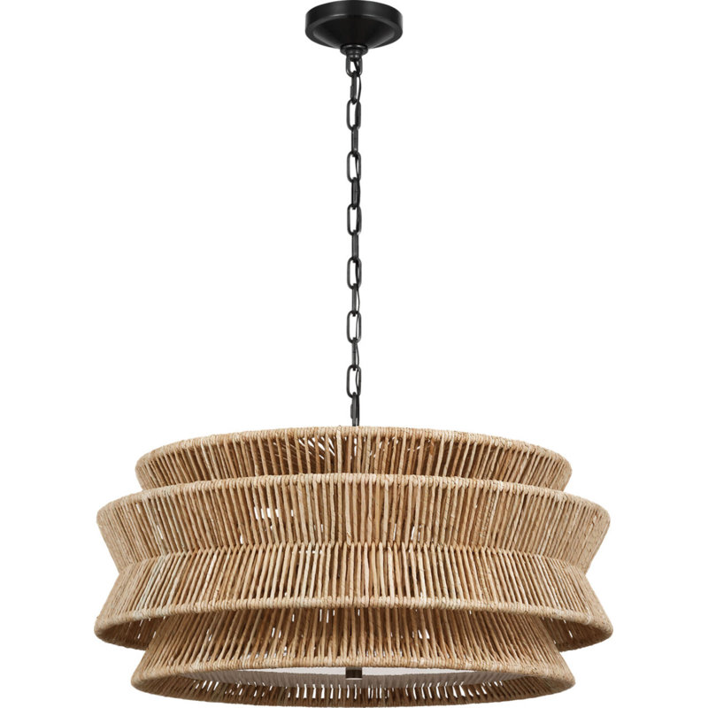 Antigua 30" Chandelier in Natural Abaca, Bronze