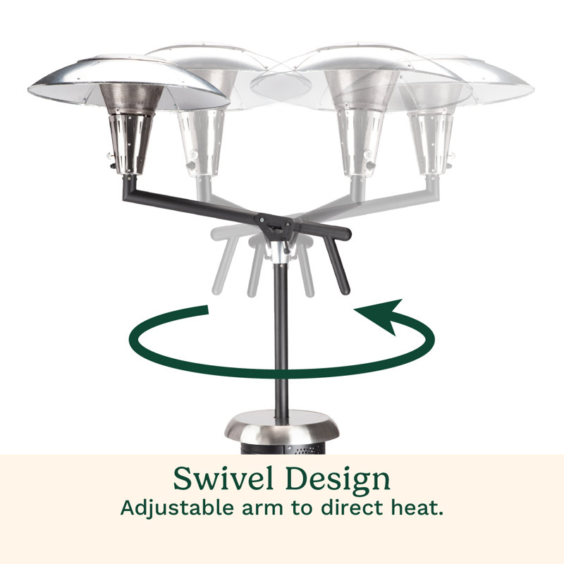 Extra Large Black and Silver Propane Patio Heater with Drink Table