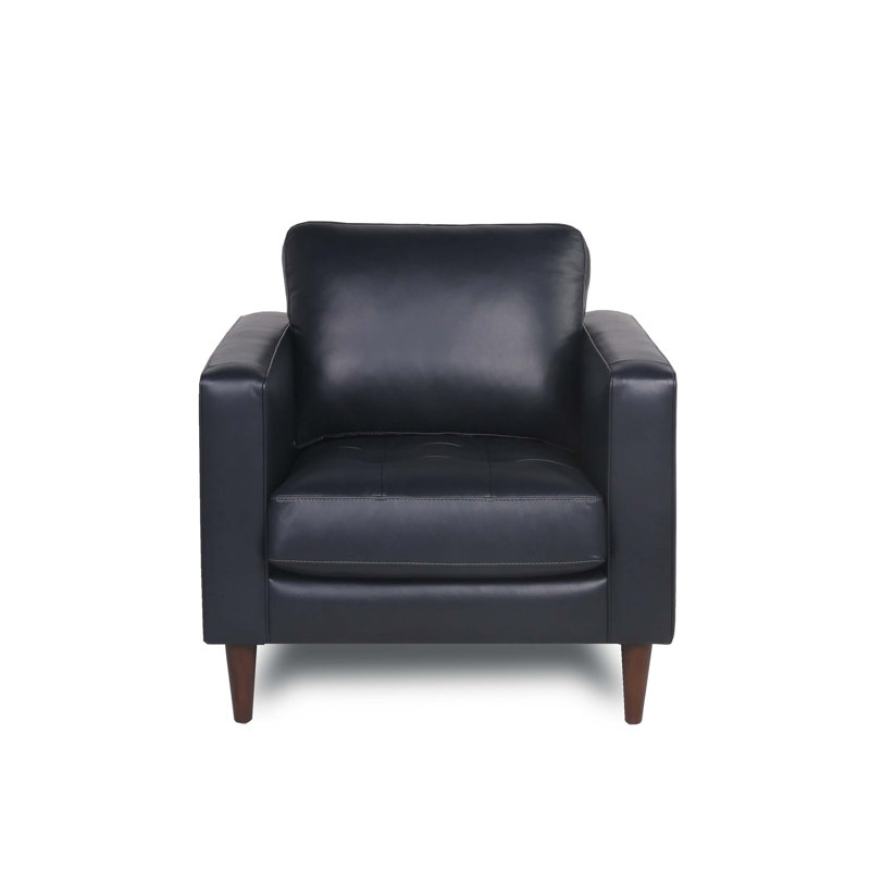 Chaise en cuir capitonnée Mid-Century