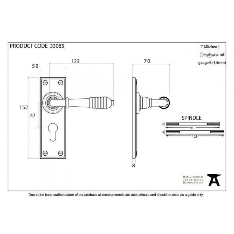 Reeded Lock Door Handle Kit, Aged Brass