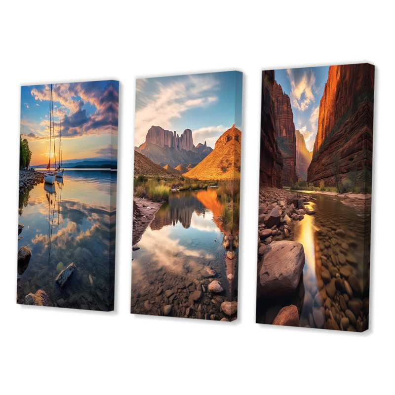 «Vermont Lake Champlain Senerity», 3 pièces, Toile tendue, H 40 po x l 60 po