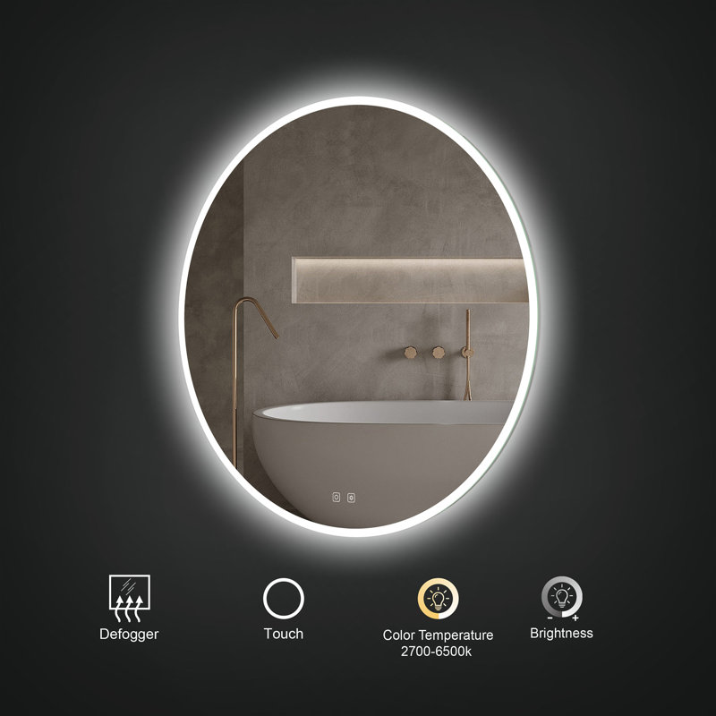 Bennett 36" LED Mirror with Backlighting, Touch Adjustable Brightness & Temperature, Heated Mirror Defogger, Memory Settings