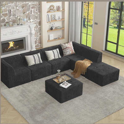 Corner sofa Compressed Sectional Sofa Modern Minimalist Style Corduroy Couch, Comfy Compressed Sofa Couch - 1 Seat