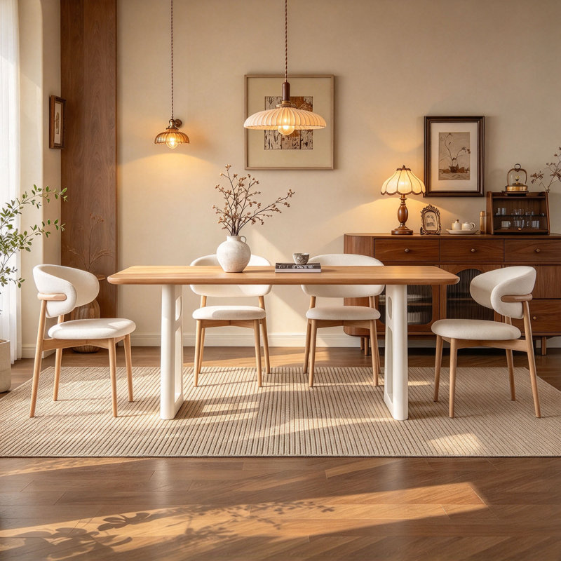 Solid Oak Rectangular Dining Table, 29.5" H x 55.1" W x 31.5" D, 5