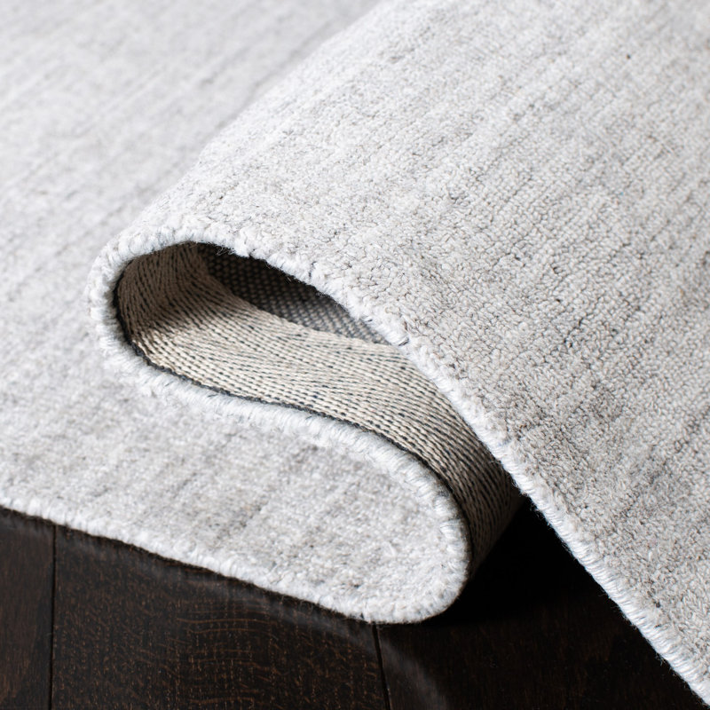 Abbie-Lei Hand Loomed Viscose/Cotton/Wool Solid Color Rug in Light Gray, Runner 2'3" x 8'