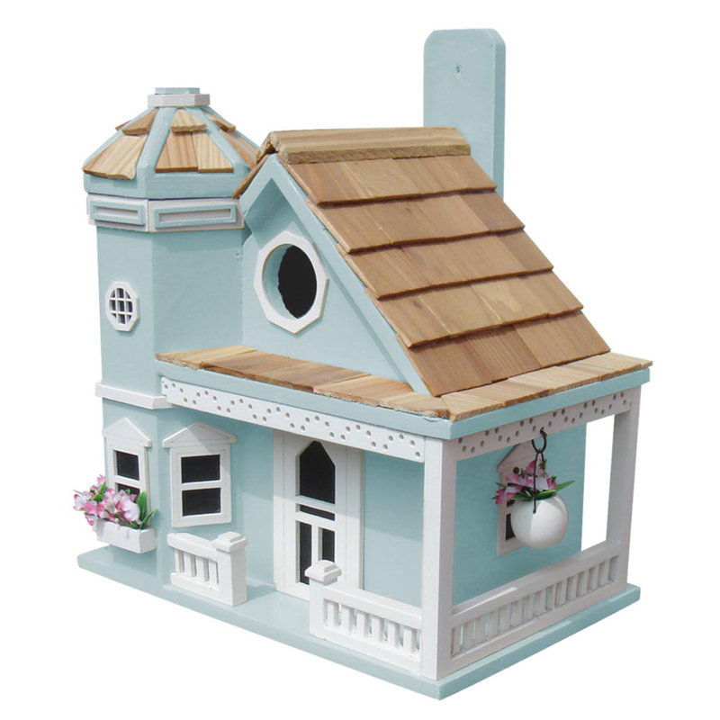 Fledgling Series Flower Pot Cottage 9 in x 7.5 in x 6.5 in Birdhouse, Blue