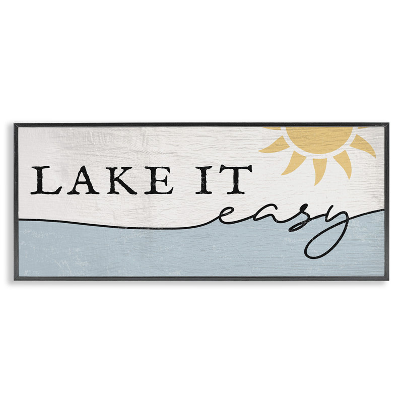 «Nautical Pun Lake It Easy», eau ensoleillée, Giclée encadrée noir minuit, H 13 po x l 30 po