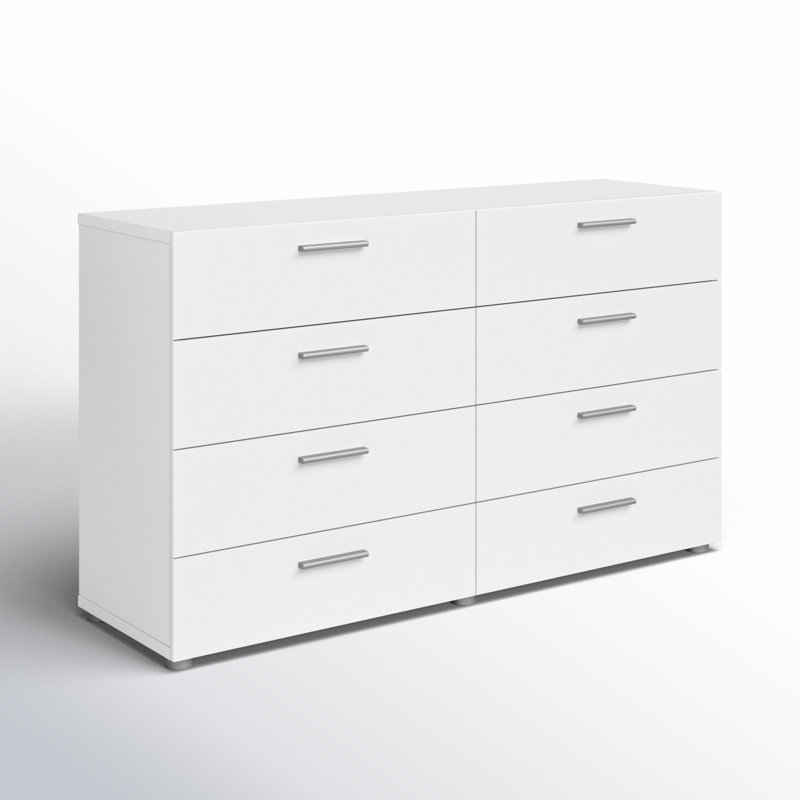 Gianna 8 Drawer 55.12" W Double Dresser, White