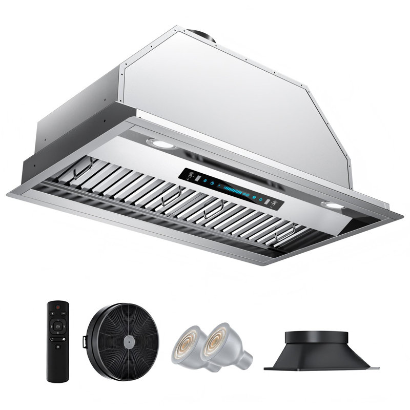 30 in. 400 CFM Convertible Insert Range Hood In Stainless Steel With LED Lights and Gesture Control, 30"