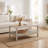 Coffee Table - Outdoor Coffee Table With Storage, Steel Frame Patio Side Table, Boho Modern Design For Garden, Backyard, Balcony, Bone Color-1956905992