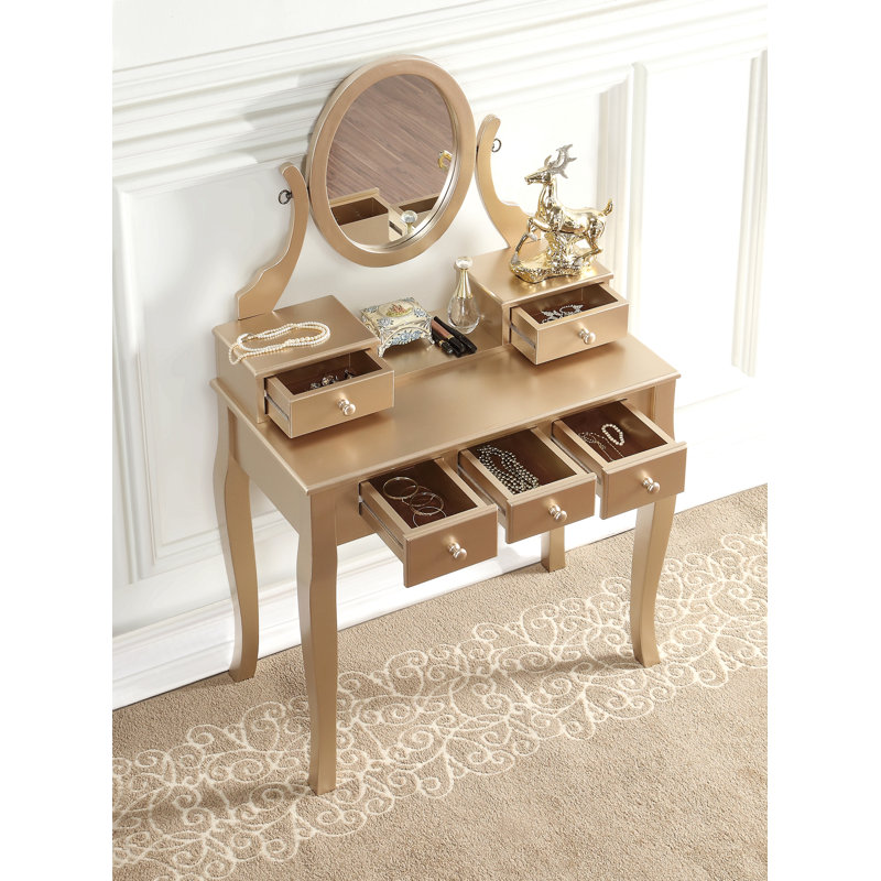 Ensemble de coiffeuse et tabouret de maquillage en bois Ashley, ensemble de coiffeuse et tabouret de maquillage en bois Ashley