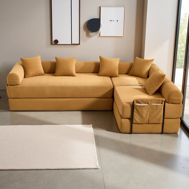 Canapé-lit convertible et pliable, Yellow Corduroy