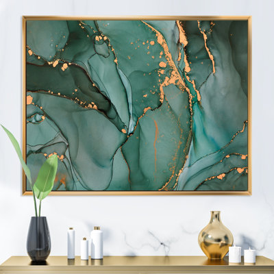 Turquoise et gris luxueux abstrait fluide IV - peinture sur toile