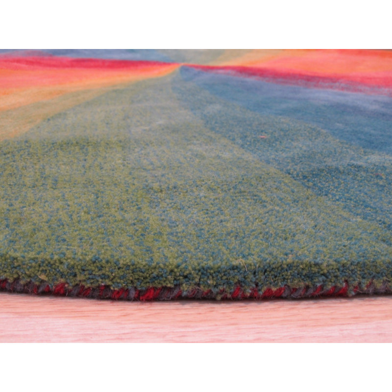 Hand Tufted Wool Area Rug, Round 4', Multicolored