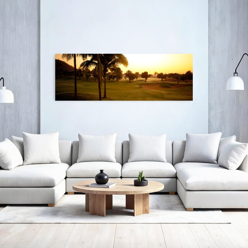 Parcours de golf au coucher du soleil, Isla Navidad, Mexique, H 20 po x l 60 po