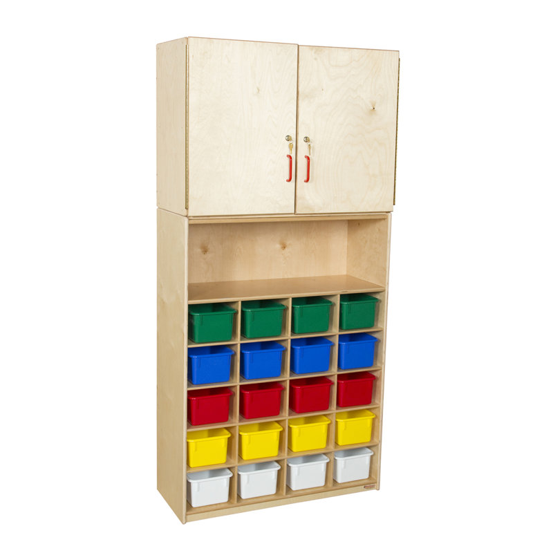 Armoire de rangement verticale à 20 plateaux avec plateaux pastel assortis, Teintes pastel assorties, Oui