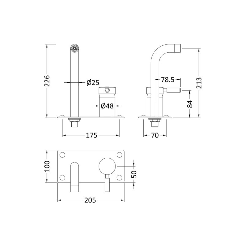 Tec 1 Handle Wall Bath Faucet Bath Filler