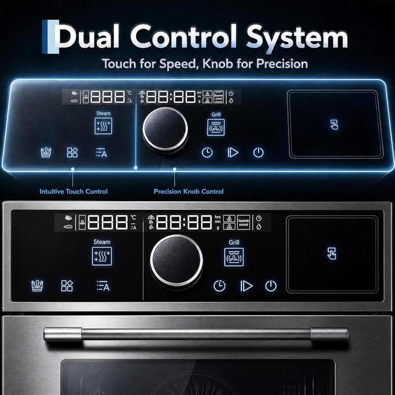 24 Inch Built-in Single Wall Oven, Touch & Mechanical Knob Control