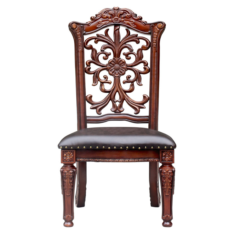 Chaise d'appoint avec garniture cloutée (ensemble de 2), Cerisier