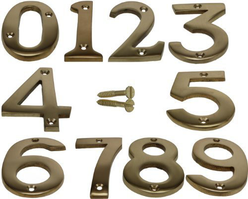 House Door Number in Brass Finish, No. 8 - Numeric Digits Plate, Plates Plaque Gold Sign - 3"