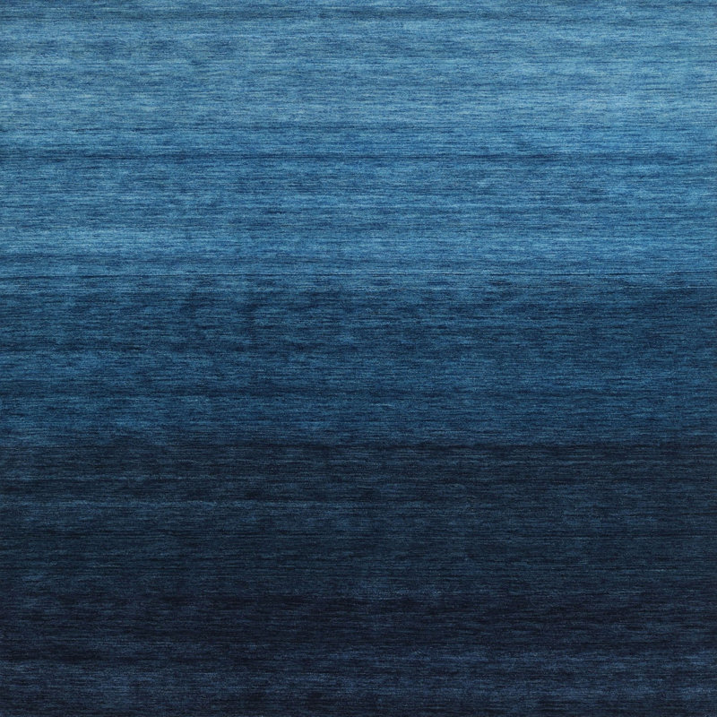 Tapis contemporain noir / bleu, Carré 6 pi