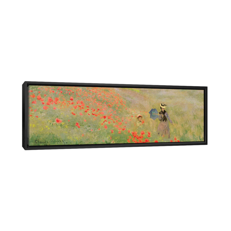 «Wild Poppies Near Argenteuil 1873», impression sur toile, H 16 po x l 48 po x P 1,5 po, Cadre noir