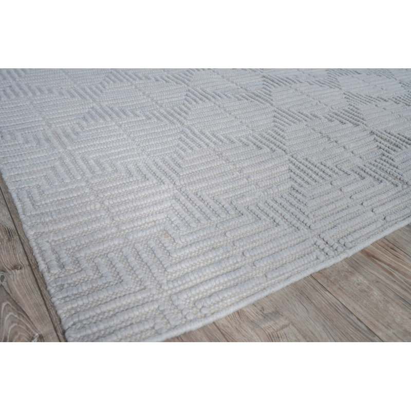 Manzoni Wool Geometric Area Rug, Silver, Rectangle 14' x 18'