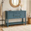 Grande console de rangement vintage avec quatre petits tiroirs et une tablette inférieure pour les salons, les entrées et les cuisines (bleu foncé)