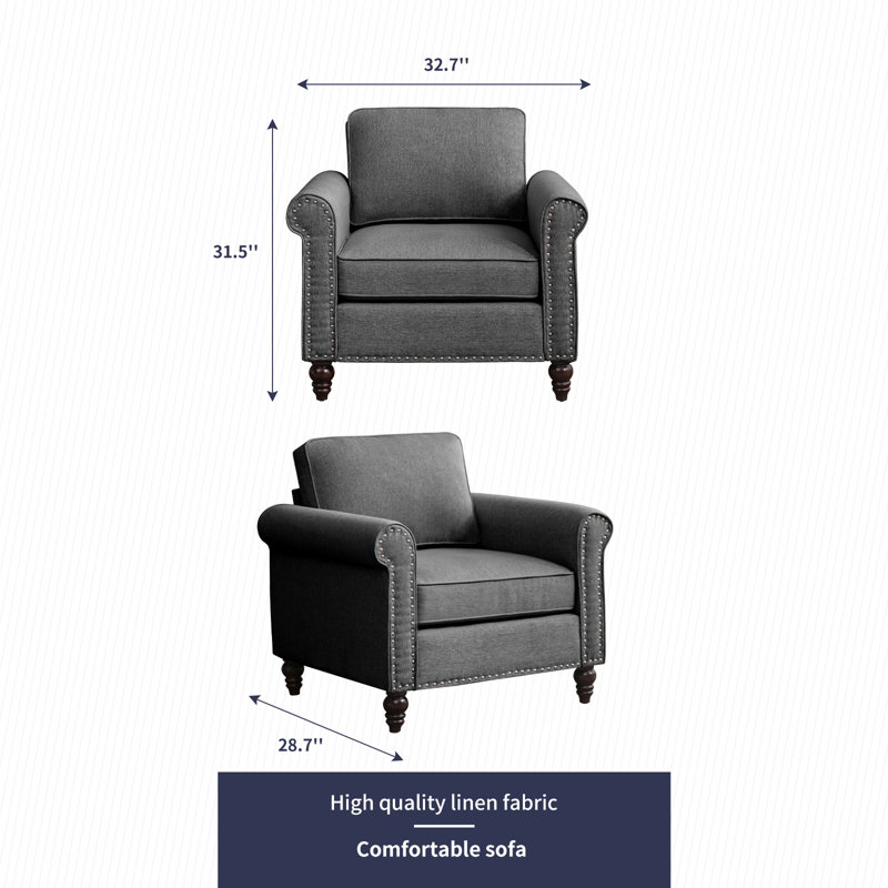 Canapé simple Charlton Home®, Micro tissu gris foncé