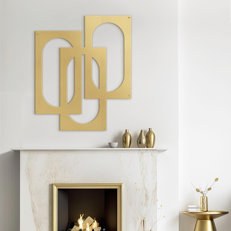 Décoration murale en métal, H 36 po x l 24 po x P 0,05 po, Or