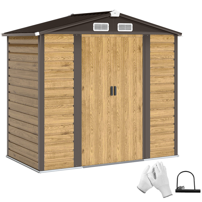 Outsunny 7 x 4ft Garden Shed Easy to Assemble Foundation Kit Natural