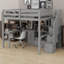 Lit mezzanine avec escalier de rangement, armoire, tiroirs et bureau en L-593052670