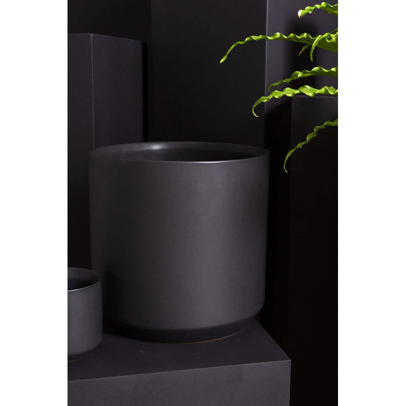 Parsons Handmade Ceramic Pot Planter, Black, 2" H x 2.5" W x 2.5" D