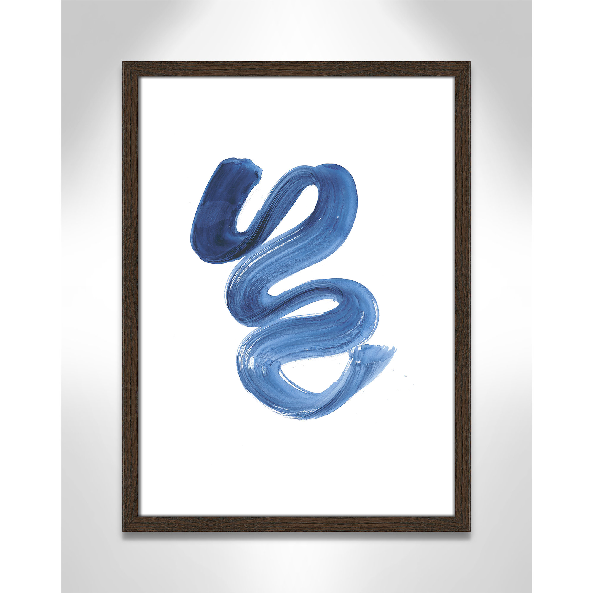Slinky Indigo II by Filippo Ioco  - Painting Print, Walnut Wood Framed Paper, 23" H x 17" W x 0.75" D