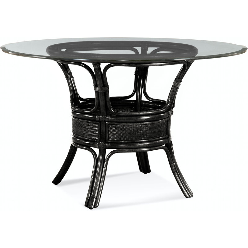 Drury Lane Round Glass Dining Table, Black, 48" W x 48" L