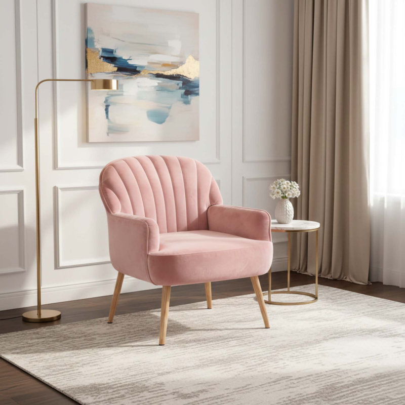 Fauteuil d'appoint en velours, Rose
