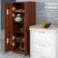 Garde-manger autoportant brun clair, armoire de 63 po avec rangement. 5 tablettes, 2 réglables, maximisent l'efficacité de la salle à manger et l'organisation pour la pièce, autoportante. Espace de rangement