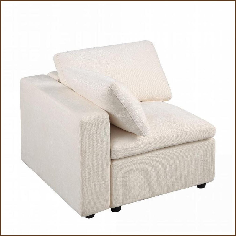 Canapé modulaire modulaire en coin - Canapé en chenille beige personnalisable avec cadre en bois massif pour le salon | Chenille | Beige | Bois