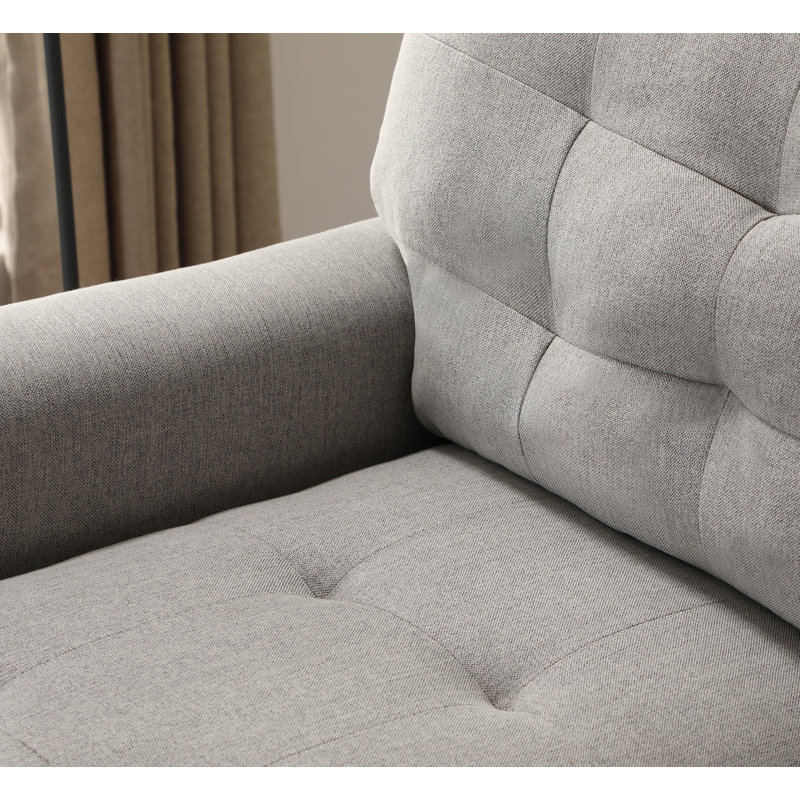Rosina 86" Linen Upholstered Sectional Sleeper Sofa, Light Gray Linen
