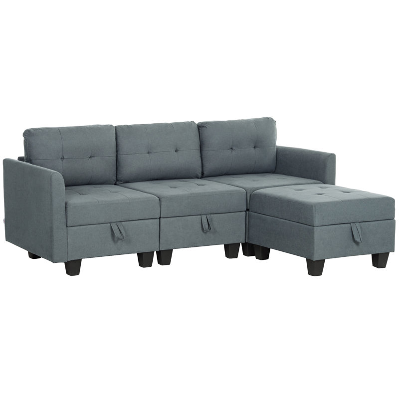 Rececca 3 Seater Sofa & Chaise, Dark Grey