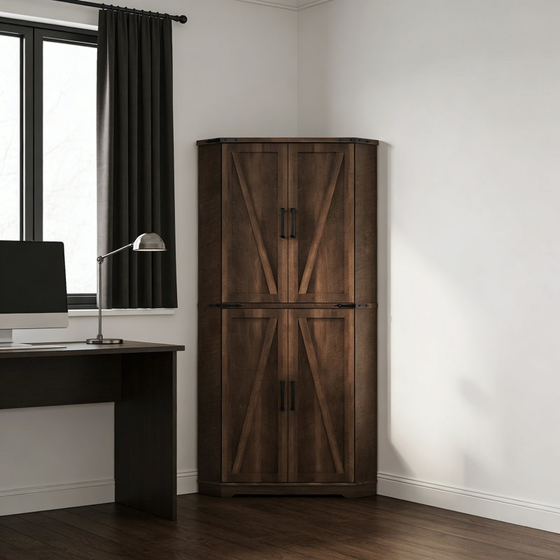 71" Corner Pantry Cabinet, Brown