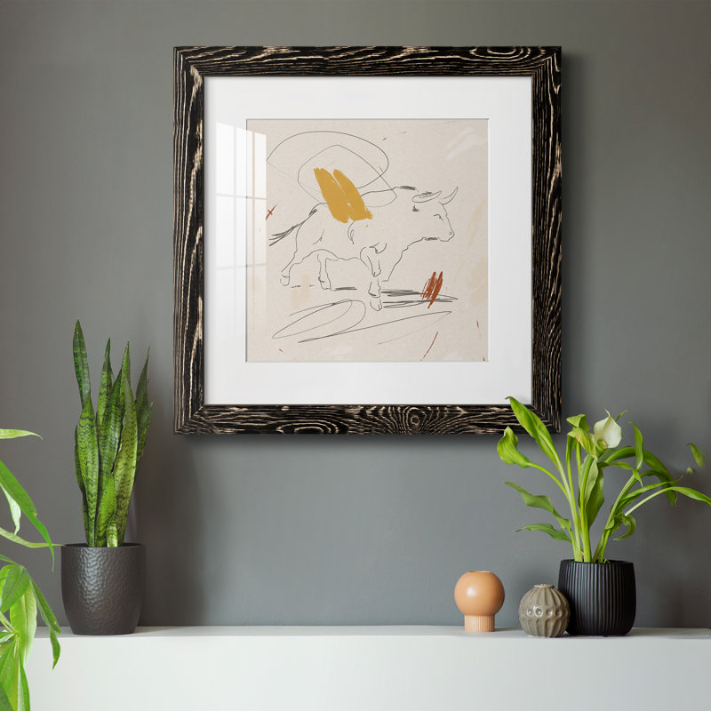 Toile encadrée Big Bull I-Premium - prête à être accrochée, Papier encadré noir vieilli, H 35,5 po x l 35,5 po x P 1,5 po