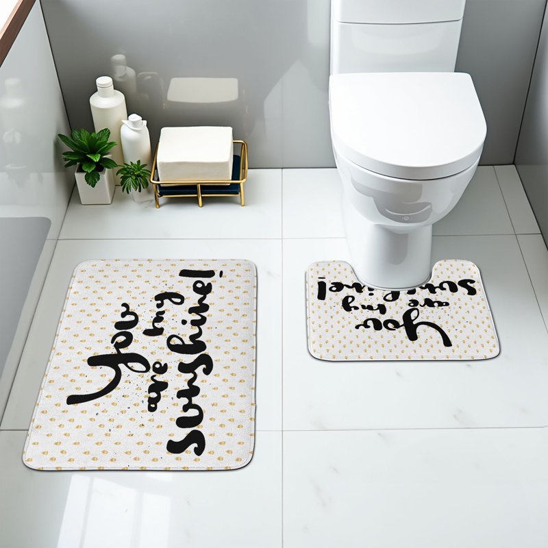  Tapis de salle de bain blanc 2 pièces