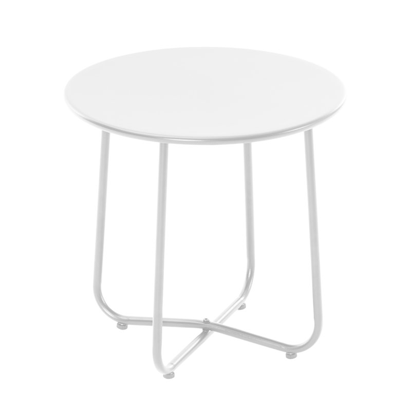 Table de bout en acier Ebern Designs, Blanc, H 18,1 po x L 18,1 po x l 18,1 po