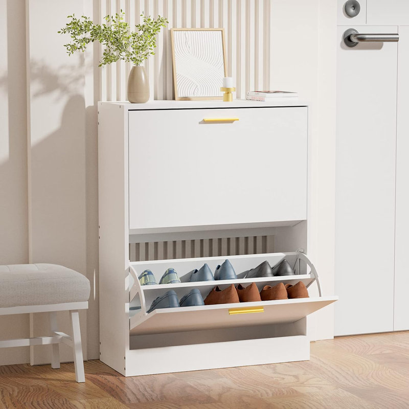 10 Pair Flip Down Shoe Storage, White