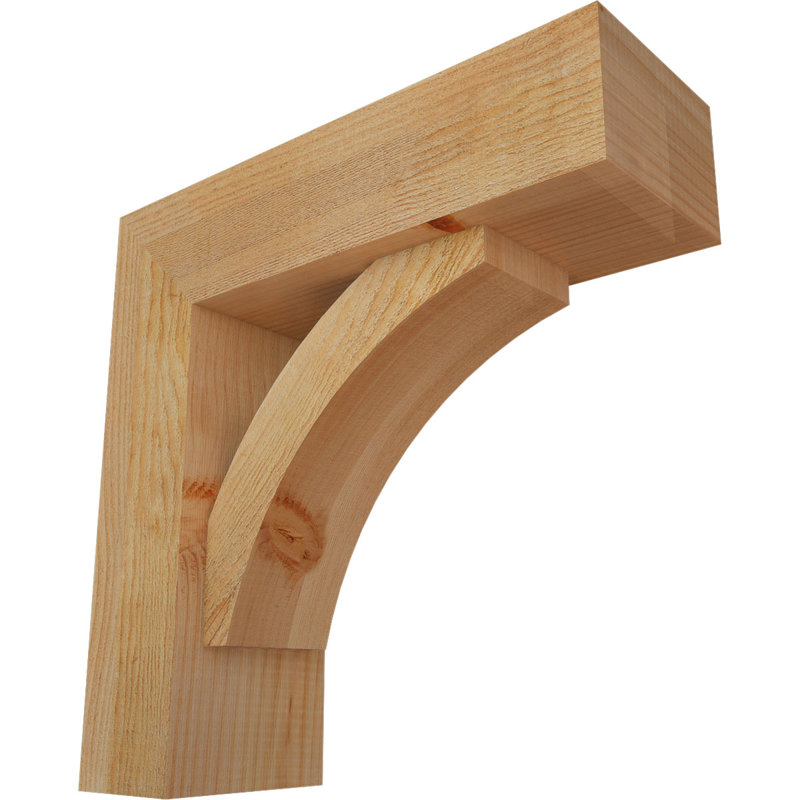 Thorton Block Bracket with Offset Brace, 18 x 18, 6"W Douglas Fir (Rough Sawn)