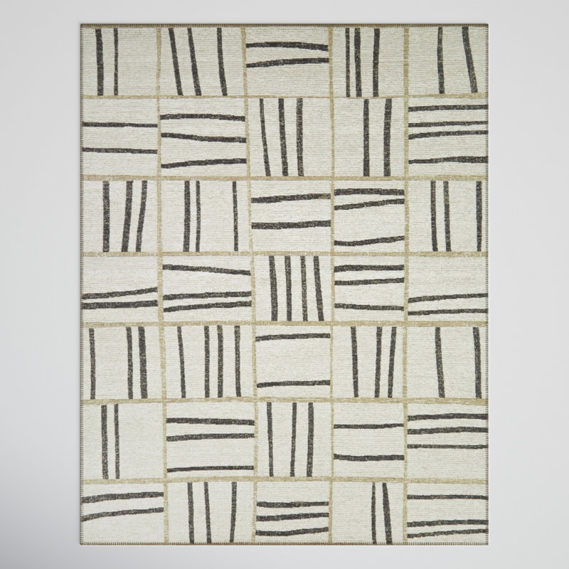Laki Rectangle Patchwork Machine Woven Jute/Sisal/Recycled P.e.t Area Rug in Cream/Gray, Rectangle 7'10" x 10'